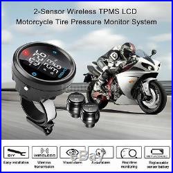 10x Motorcycle Tpms Tire Pressure Monitor System LCD With 2 External Sensor P3o1