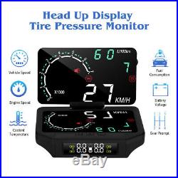 3 IN 1 HUD&TPMS Head Up Display Tire Pressure Monitoring Sensor OBD2 Thermometer