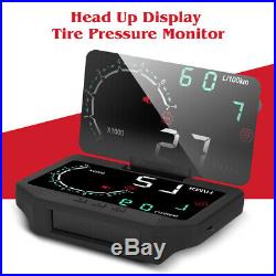 3 IN 1 HUD&TPMS Head Up Display Tire Pressure Monitoring Sensor OBD2 Thermometer