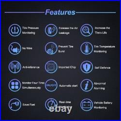 4 Internal Sensors Solar Car TPMS LCD Tire Pressure Monitor Wireless DIY Kit