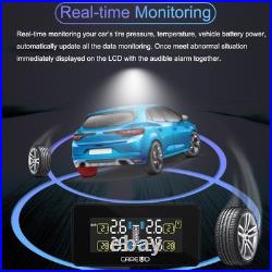 4 Internal Sensors Solar Car TPMS LCD Tire Pressure Monitor Wireless DIY Kit