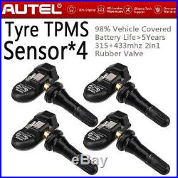 4 TPMS Tire Tyre Pressure Monitoring Sensors Autel MX-Sensor 2in1 433Mhz 315Mhz