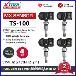 4Pcs XTOOL TPMS MX-Sensor 315MHz&433MHz Programmable Tire Pressure Sensor Metal