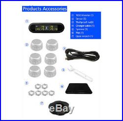 6 Sensor Set for RV Pickup Trailer Van Tire Pressure Monitor Solar LCD TPMS