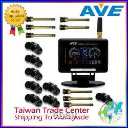 AVE TPMS Tire Pressure Monitoring System 4 Sensors + 4 Spares + Remote Control