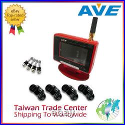 AVE Universal Car TPMS Red Monitor Tire Pressure Monitoring System 4 Sensors