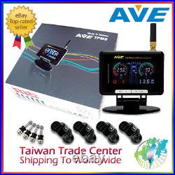 AVE Universal Wireless TPMS Tire Pressure Monitor System 4 Sensors w LCD Display