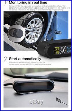 Auto Car Tire Pressure Monitor System+4 Internal Sensors Solar Power LCD Display