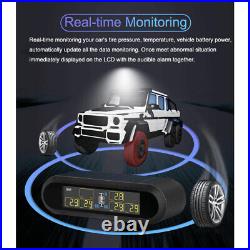 Auto Truck TPMS Solar energy Tire Pressure Monitor System 6 sensors LCD Display