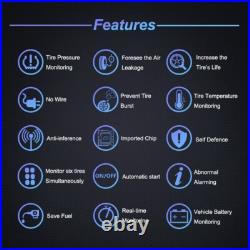 Auto Truck TPMS Solar energy Tire Pressure Monitor System 6 sensors LCD Display