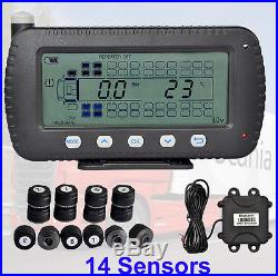 Auto Wireless LCD TPMS Car Truck Tire Pressure Monitoring System 14 Sensors