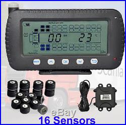 Auto Wireless LCD TPMS Car Truck Tire Pressure Monitoring System 16 Sensors
