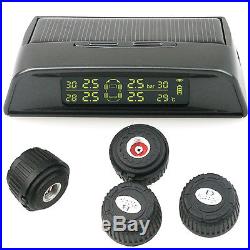 Auto Wireless Solar TPMS Tire Pressure Monitor System 4x Valve Cap Sensor 433MHZ
