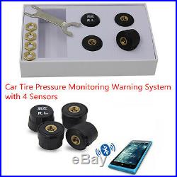 Bluetooth TPMS Car Tire Tyre Pressure Monitoring Alarm Warning System & 4 Sensor