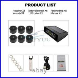 Bus Truck Car Tire Pressure Monitoring System Solar TPMS+6 External Sensor &Nuts