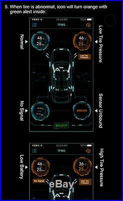Car Bluetooth TPMS Tyre Pressure Monitoring Alarm Warning System & 4 Sensor Kit