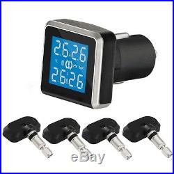 Car Cigarette Lighter TPMS Tire Pressure Monitor System+4 Internal Sensors