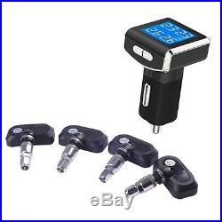 Car Cigarette Lighter TPMS Tire Pressure Monitor System+4 Internal Sensors