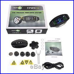 Car Dashboard LCD TPMS Tire Tyre Pressure Monitoring System 4 External Sensors