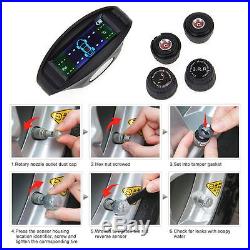 Car Dashboard LCD TPMS Tire Tyre Pressure Monitoring System 4 External Sensors