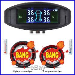 Car Dashboard LCD TPMS Tire Tyre Pressure Monitoring System 4 External Sensors