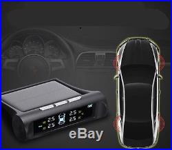 Car Solar Wireless TPMS Tire Pressure LCD Monitoring System + 4 External Sensors