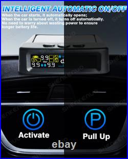 Car Truck Tire Pressure Monitor System TPMS Solar&USB Charge with6 External Sensor
