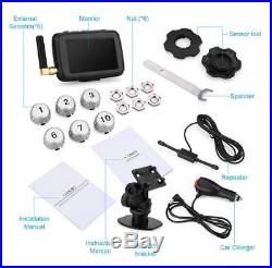 Car Wireless LCD TPMS Truck Tire Pressure Monitoring System 6 Replaceable Sensor