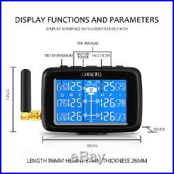 Car Wireless RV TPMS Tire Pressure Monitoring System + 6 Sensor LCD Display