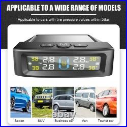 Car Wireless Solar TPMS LCD Tire Pressure Monitoring System &4 External Sensors