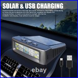 Car Wireless Solar TPMS LCD Tire Pressure Monitoring System &4 External Sensors