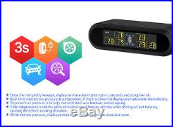 Car Wireless Solar TPMS Tire Pressure Monitoring System + 6 Sensors Universal