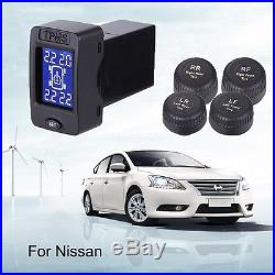 Car Wireless TPMS LCD Tire Pressure Monitor System+4 External Sensor Fits Nissan