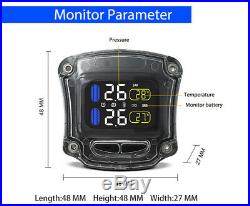 DIY TPMS Motor Cycle Bike Wireless Tire Pressure Monitor System 2 Tyre Sensors