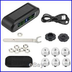 Digital Car Solar TPMS Tire Tyre Pressure Monitoring System 6 External Sensors