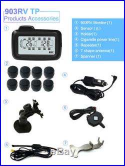 Digital TPMS Tyre Pressure Monitoring System 8 Sensors + Repeater For RV Truck