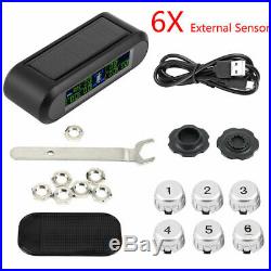 Digital Wireless Solar Power TPMS Tire Tyre Pressure Monitoring System 6 Sensor