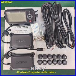 Genuine TPMS 12 tyre tpms sensor system with External Sensors for heavy truck