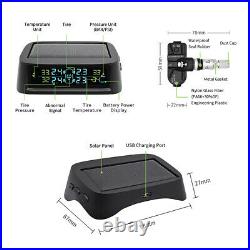LCD Car Solar Tire Pressure Monitoring System Wireless TPMS + 4 Internal Sensors