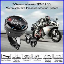 LCD Realtime Wireless TPMS Motorcycle Tire Pressure Monitor System 2 Sensor U2Y0