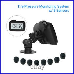 LCD TPMS Tire Pressure Monitor System 8 Sensors + Repeater For Trailer Truck