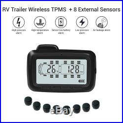 LCD TPMS Tyre Pressure Monitoring System 8 Sensors + Repeater For Trailer RV