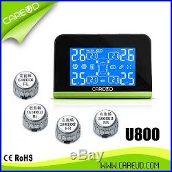 LCD U800WF Auto Wireless TPMS Tire Pressure Monitoring 4 External Sensors