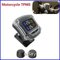 Motorcycle TPMS Tire Pressure Monitor System Wireless 2 Sensors LCD Display Kit