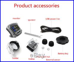 Motorcycle TPMS Tire Pressure Monitor System Wireless 2 Sensors LCD Display Kit