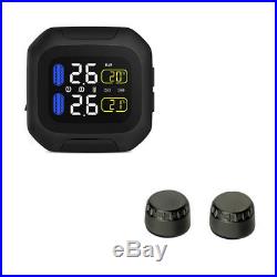 Motorcycle (TPMS) Tyre Pressure Monitoring System 2 Black Sensors, LCD display