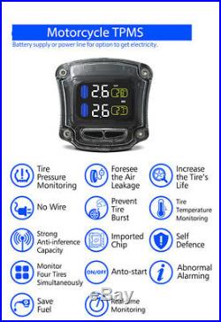 Motorcycle Tire Pressure LCD Display Real Time Monitoring System 2 Sensors TPMS