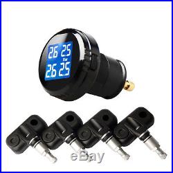 Newest Wireless TPMS Tire Pressure with4 Sensors LED Display By Cigarette Lighter