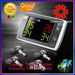 Orange TPMS Universal Tire Checker Pressure Monitoring System 4 G Sensor 76 Psi