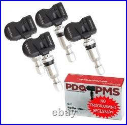 PDQ TPMS 433 MHZ Tire Pressure Sensor 4 Pack Metal Stem for Chevy GMC Cadilla